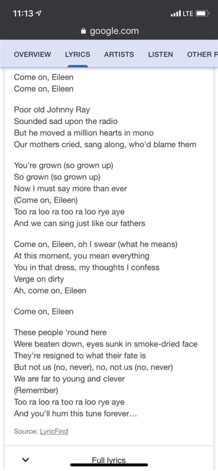 Save Ferris’sCome On Eileen Lyrics